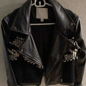 Anthropologie Sweater Moto faux leather Jacket